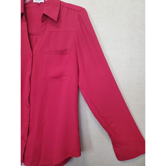 Express The Portofino Shirt Red Roll-Tab Sleeve Button-Up Shirt Size Medium - Picture 2 of 6